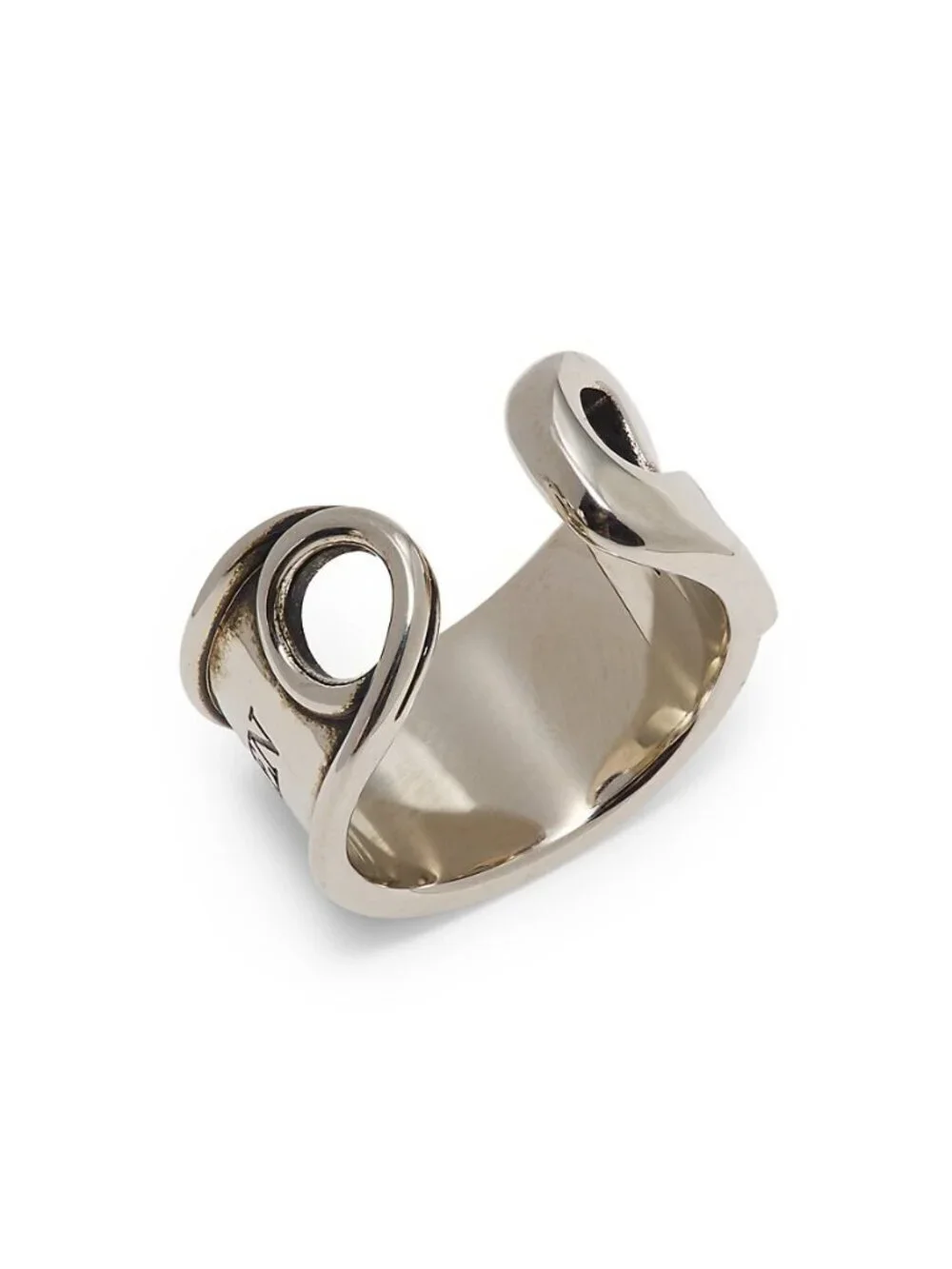 Mcqueen Silvertone Safety Pin Ring - Silver - Size 21/9.5, New